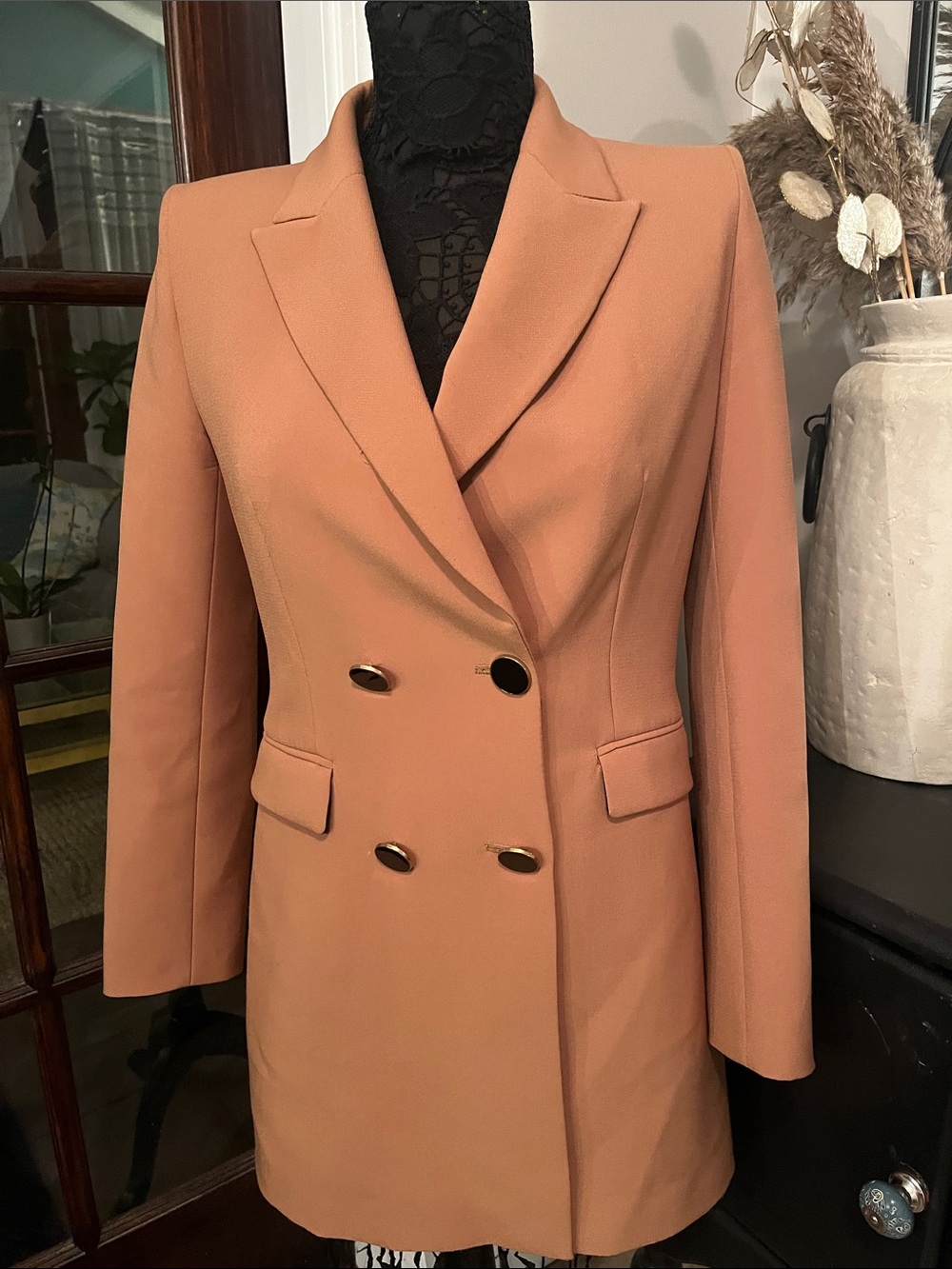 Zara camo colored double breasted jacket